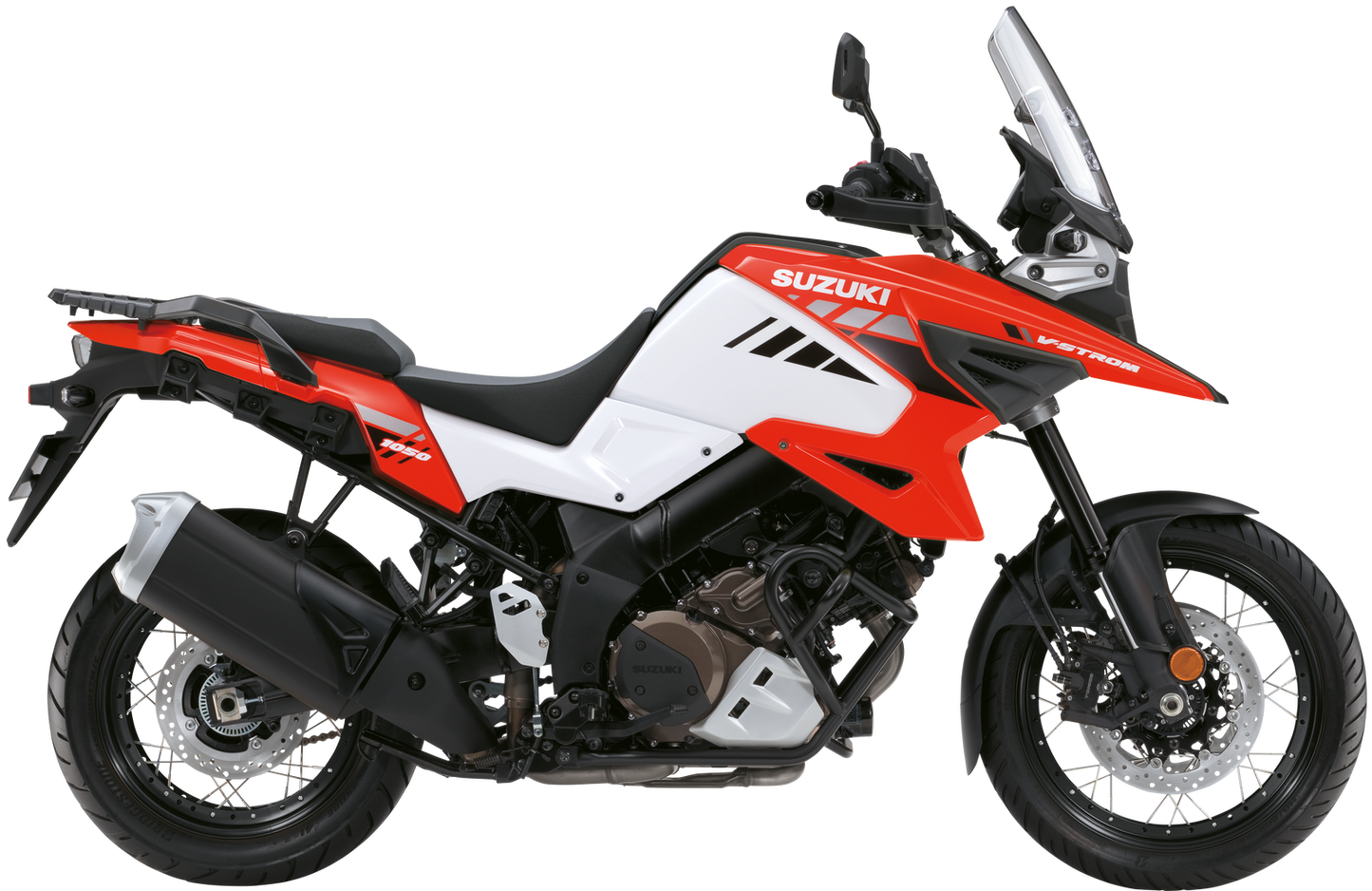 V-strom DL1050RCM2 fra Suzuki vist i rød/hvit i studio