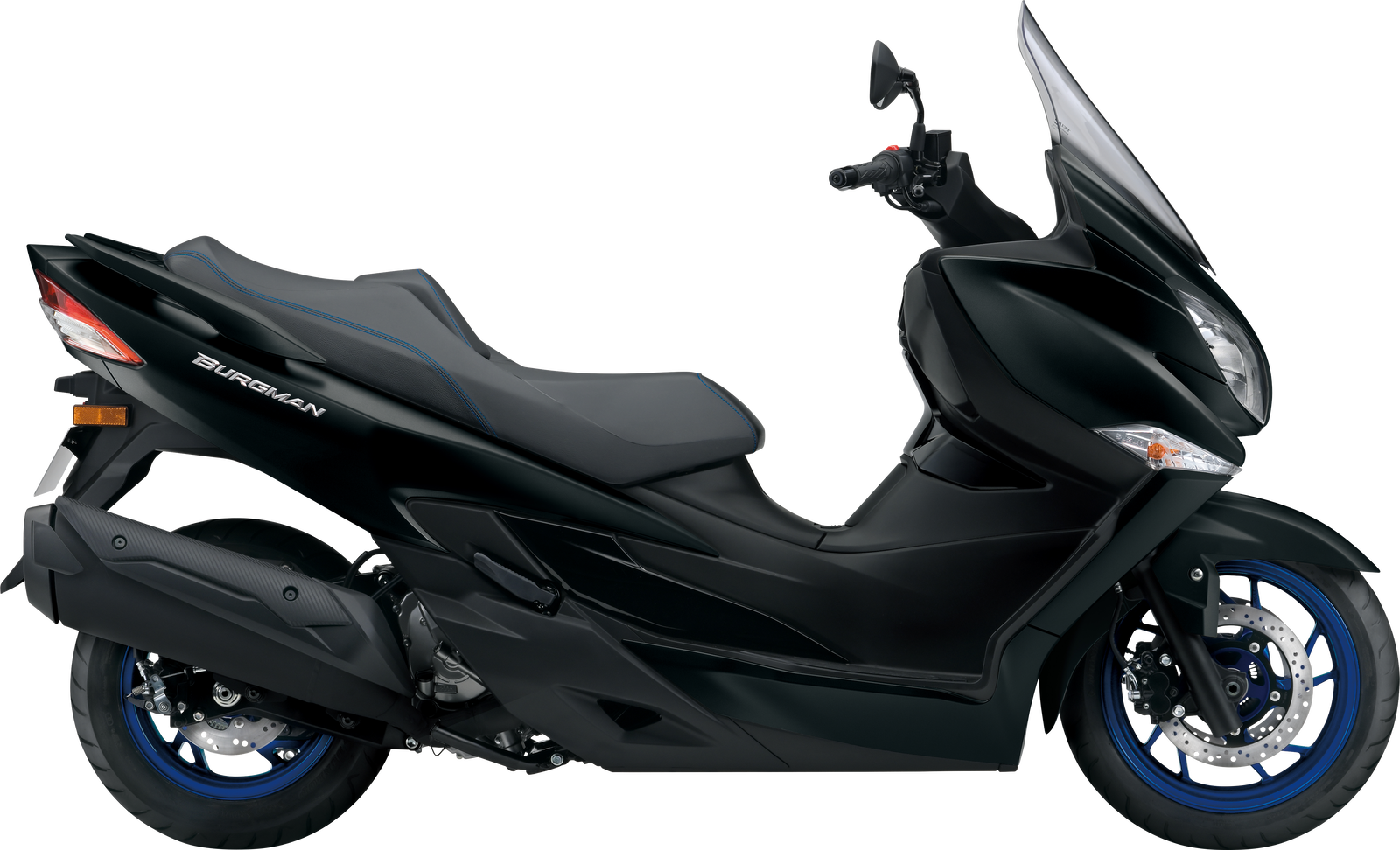 Burgman AN400A hovedbilde sett fra side sort farge i studio