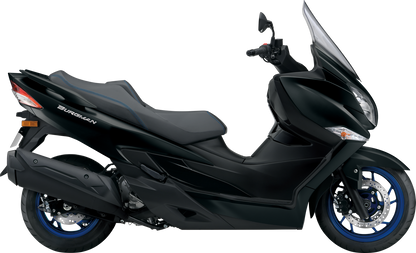 Burgman AN400A hovedbilde sett fra side sort farge i studio