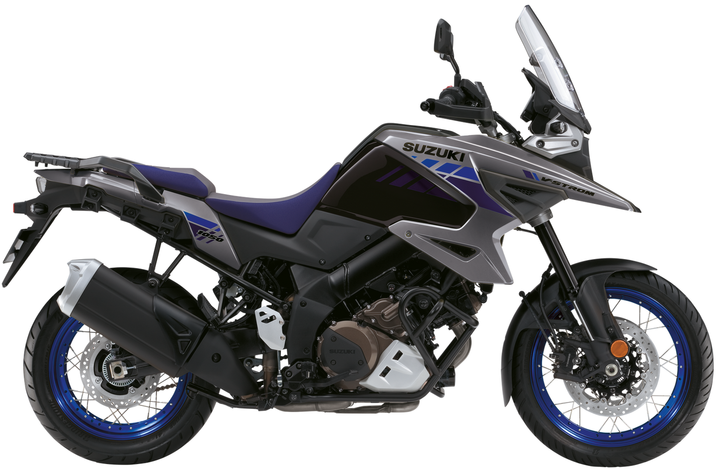 V-strom DL1050RCM2 fra Suzuki vist i grå/blå i studio