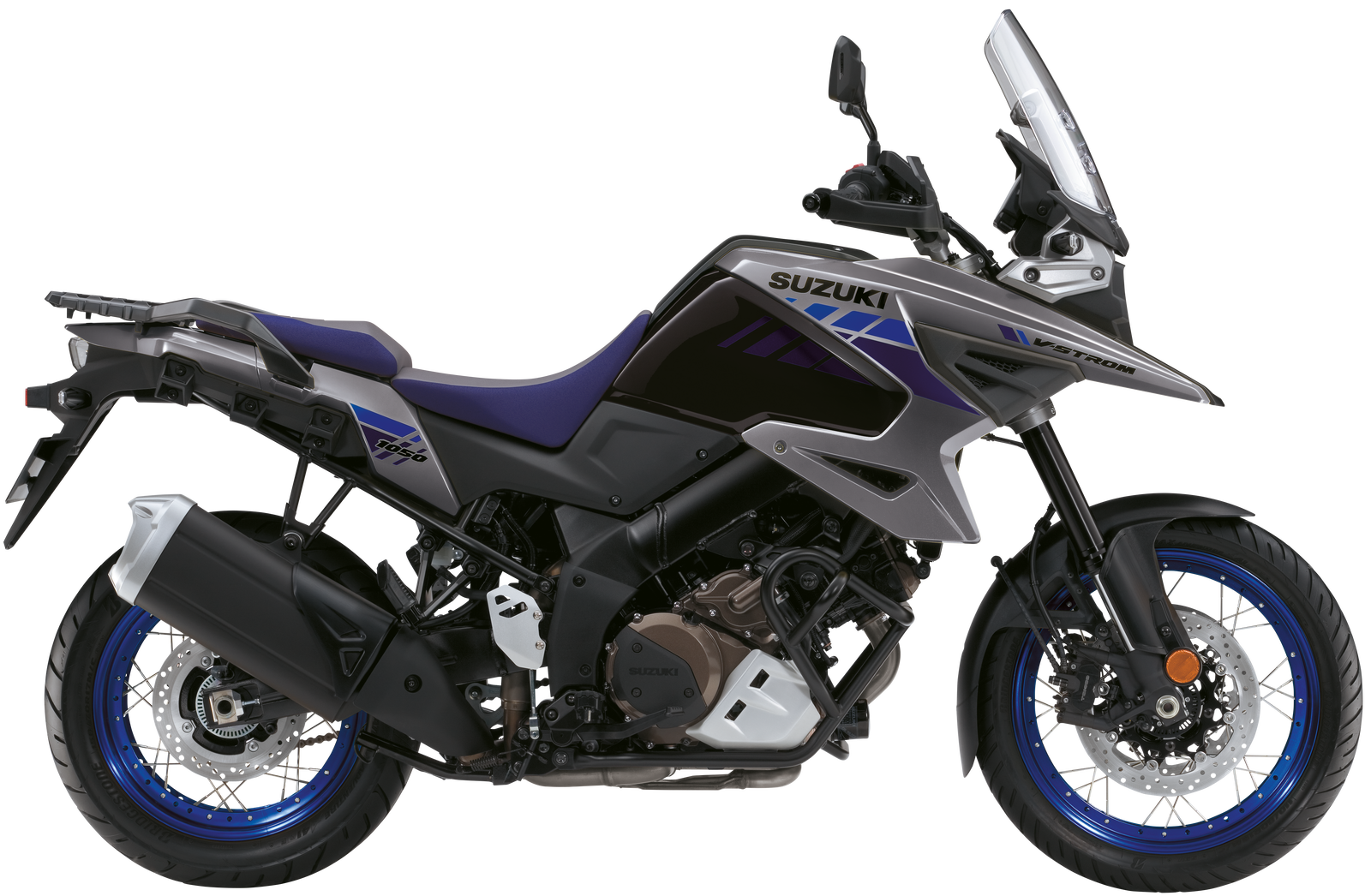 V-strom DL1050RCM2 fra Suzuki vist i grå/blå i studio