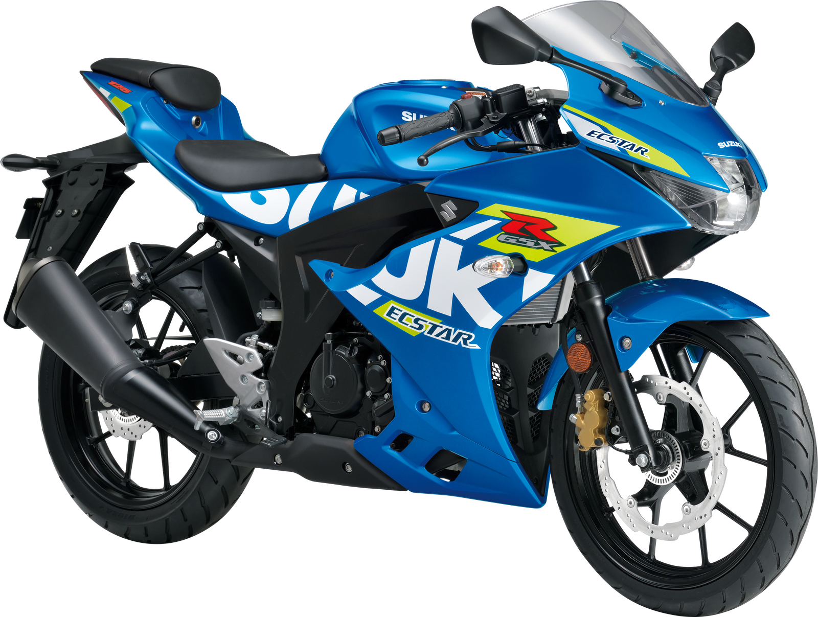 GSX-R125RLXM3 i farge YSF fra Suzuki sett i diagonal vinkel