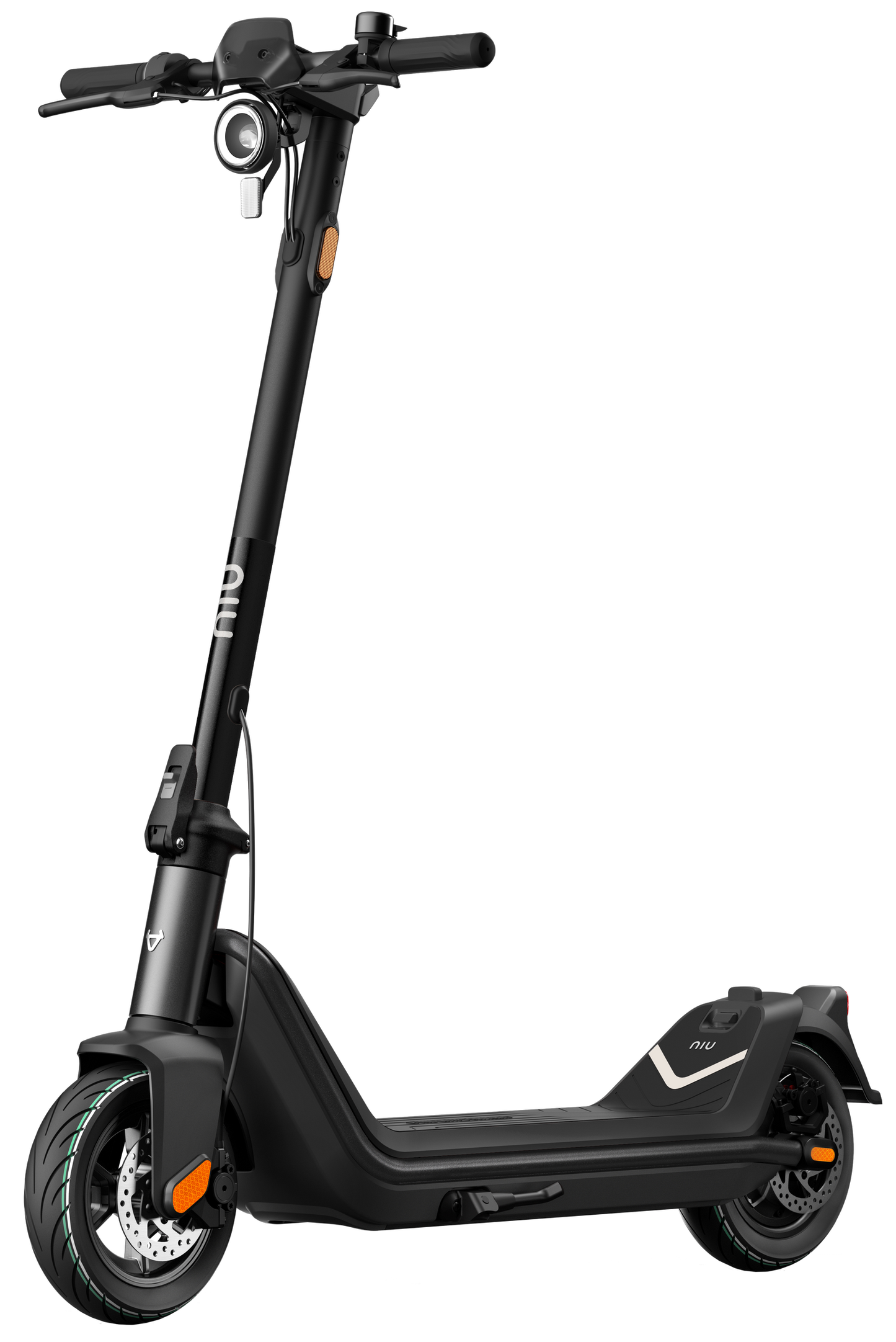 Kqi3 sparkesykkel fra Niu sort sett fra front i 45grader