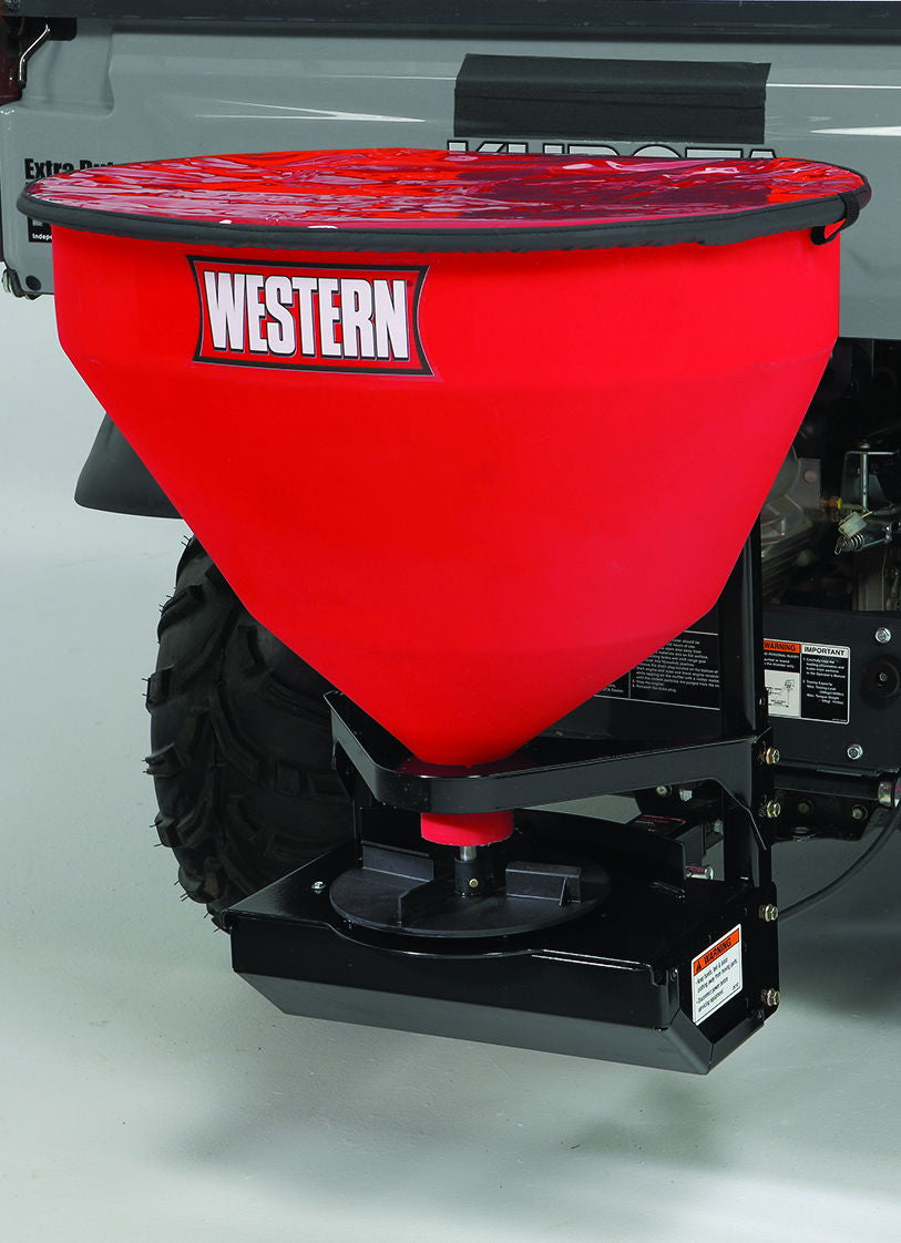 Nærbilde av Low Pro 300W saltstrøer med gjennomsiktig lokk